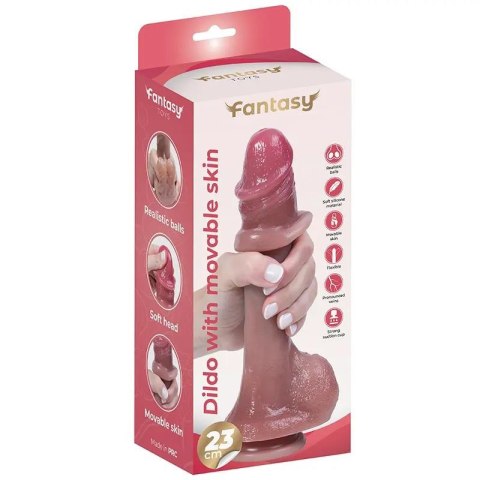 Silicone dildo with foreskin and realistic testicles 23 cm Fantasy