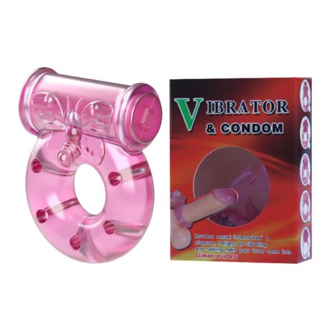 Vibrating Cock Ring & Condom Set - Pink BAILE