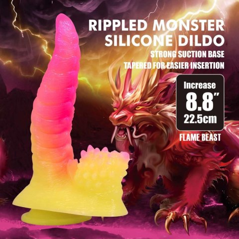 Power Monsters Flamebeast - 22.5 cm Rippled Monster Silicone Dildo Power
