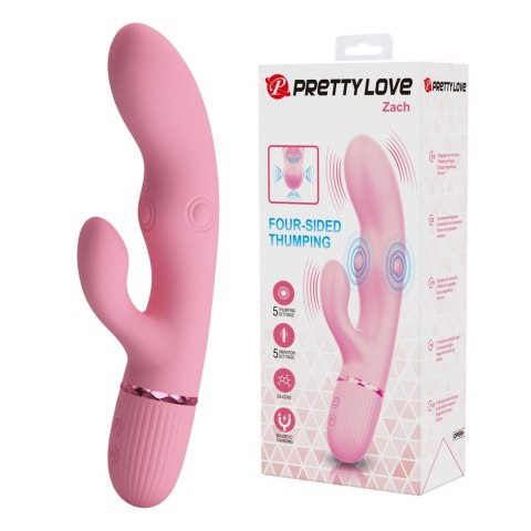 Pretty Love Zach Four-Sided Thumping Rabbit Vibrator - Pink Pretty Love