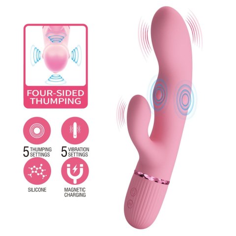 Pretty Love Zach Four-Sided Thumping Rabbit Vibrator - Pink Pretty Love