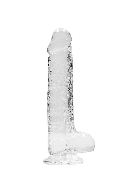 Dildo realistyczne z jądrami RealRock Crystal Clear transparentne 21 cm RealRock
