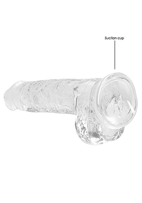 Dildo realistyczne z jądrami RealRock Crystal Clear transparentne 21 cm RealRock