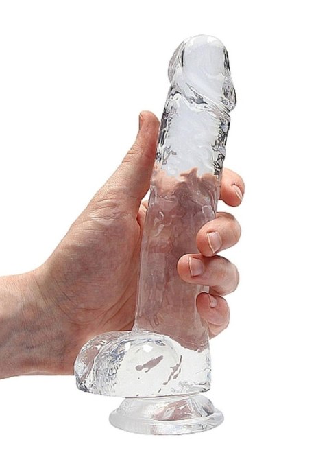 Dildo realistyczne z jądrami RealRock Crystal Clear transparentne 21 cm RealRock