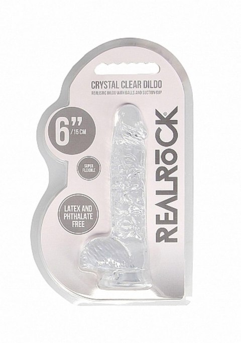 Dildo realistyczne z jądrami transparentne RealRock 17 cm RealRock