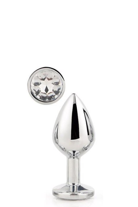 Korek analny srebrny z kamieniem Gleaming Love mały 7 cm Dream Toys