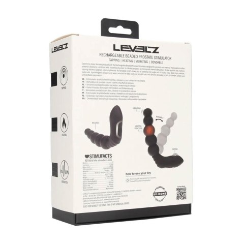 Vibrating Heating Bendable Tapping Beaded Silicone Prostate Stimulator - Black Levelz by Shots