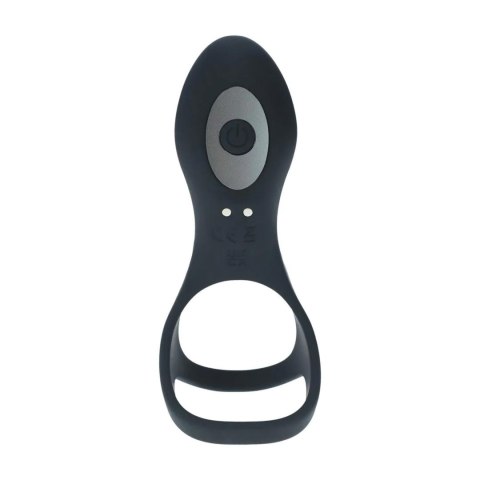 Vibrating Silicone Cock and Ball Ring with Shaft Loop - Black Levelz