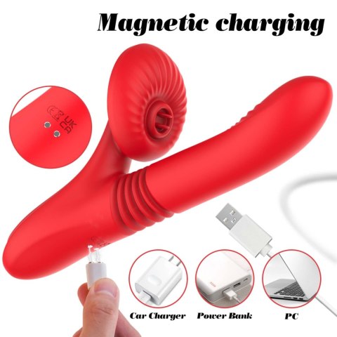 Wibrator silikonowy Fox 7 trybów lizanie pchnięcie podgrzewanie 24cm USB B - Series Fox