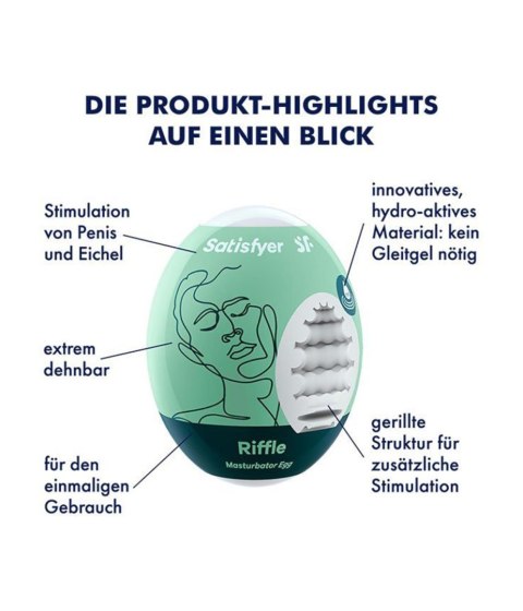 Jajko masturbator hydroaktywne Satisfyer Eggcited Riffle jasnozielone 7 cm Satisfyer