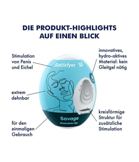 Jajko masturbator hydroaktywne Satisfyer Savage jasnoniebieskie Satisfyer