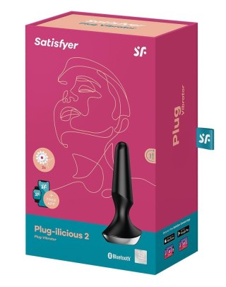 Wibrujący korek analny silikonowy Satisfyer Plugilicious 2 czarny Satisfyer