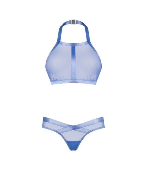 Błękitny top z odsłoniętymi plecami i stringi Obsessive XS/S Obsessive