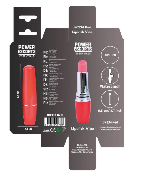 Mini wibrator szminkowy Power Escorts czerwony 9,5 cm Power Escorts