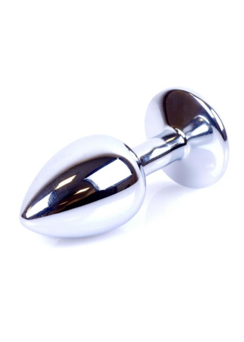 Korek analny srebrny z kryształem ze stali nierdzewnej HeavyFun 7 cm B - Series HeavyFun