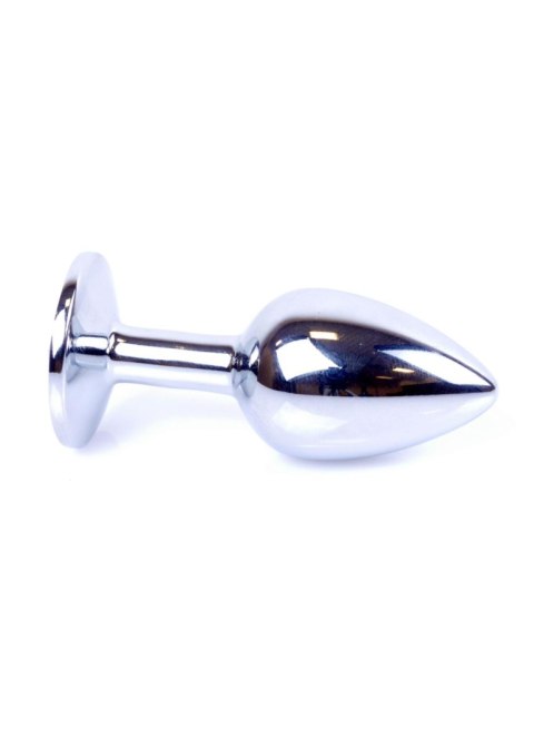 Korek analny srebrny z kryształem ze stali nierdzewnej HeavyFun 7 cm B - Series HeavyFun