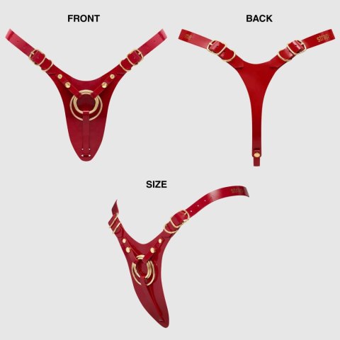 LEATHERETTE HARNESS FABULOUS - ONE SIZE - RED GLOSSY Strap-on-me