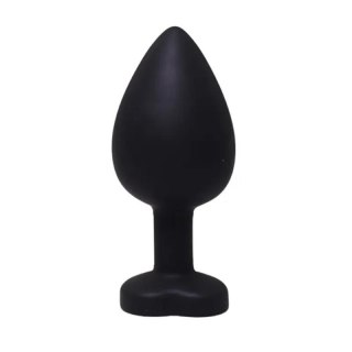 Silikonowy korek analny Fantasy czarny z sercem i diamentem 8 cm Fantasy