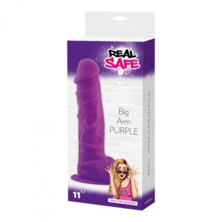 Dildo realistyczne silikonowe z jądrami Real Safe fioletowe Real Safe