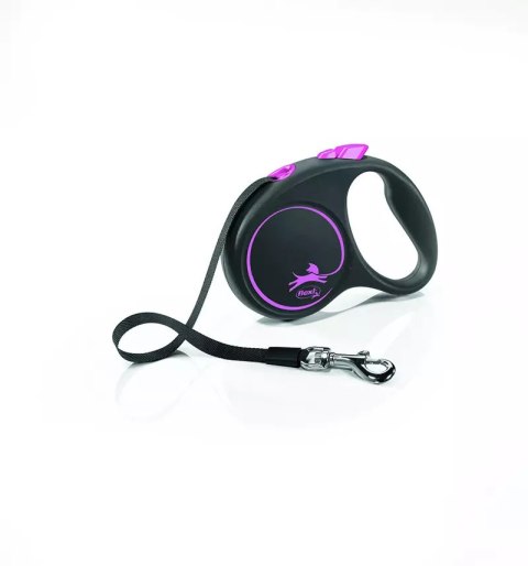 Flexi Smycz Black Design S Taśma 5m Do 15kg Różowa Flexi