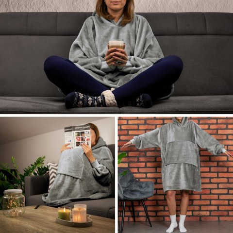 Bluzair Bluza Koc Hoodie Oversize Polska Jasnoszara Froster