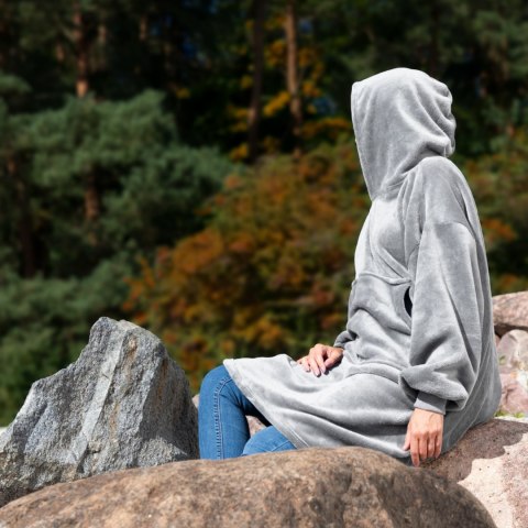 Bluzair Bluza Koc Hoodie Oversize Polska Jasnoszara Froster