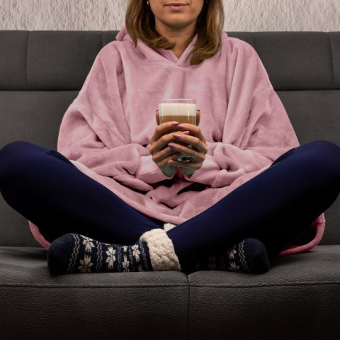 Bluzair Bluza Koc Hoodie Oversize Polska Różowy Froster