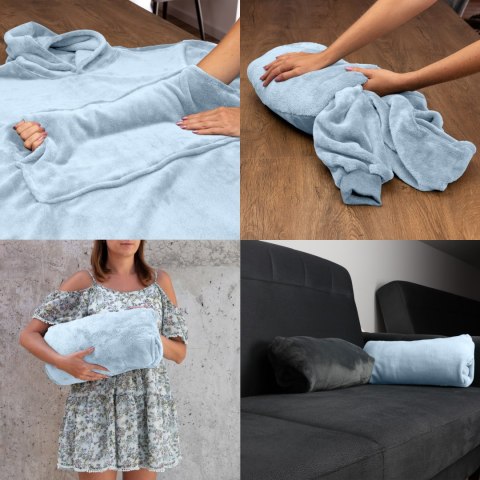 Bluzair Bluza Koc z Kapturem XXL Ciepła Błękit 4w1 Froster