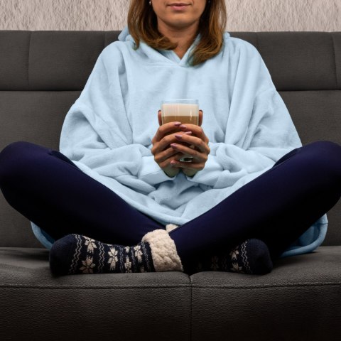 Bluzair Bluza Koc z Kapturem XXL Ciepła Błękit 4w1 Froster
