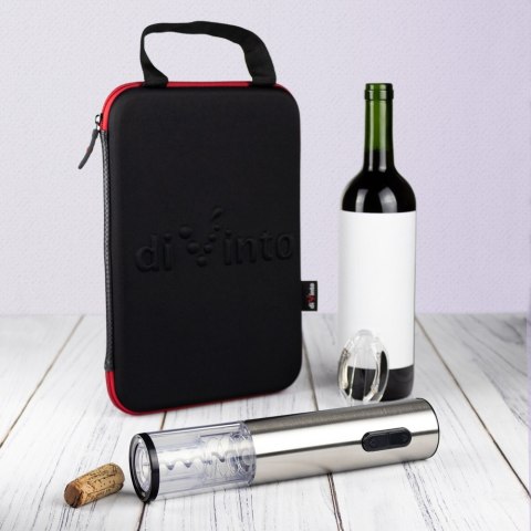 Elektryczny korkociąg Silver Twister Deluxe - otwieracz do wina w etui DiVinto