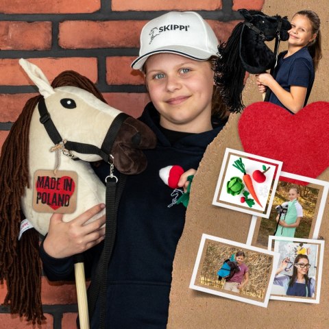 Konik na kiju z kantarem - Hobby Horse Skippi - Biszkopt - A3 - prezent Skippi