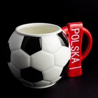 Kubek piłka z szalikiem - Polska - prezent dla kibica - XXL 700 ml Sprintigo