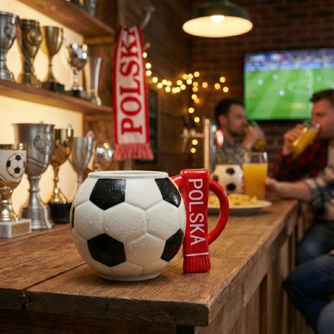 Kubek piłka z szalikiem - Polska - prezent dla kibica - XXL 700 ml Sprintigo