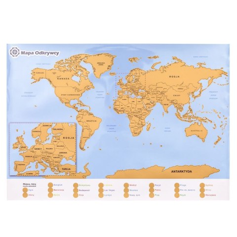 Mapa Odkrywcy Świat PL plakat ZDRAPKA w tubie duża Froster