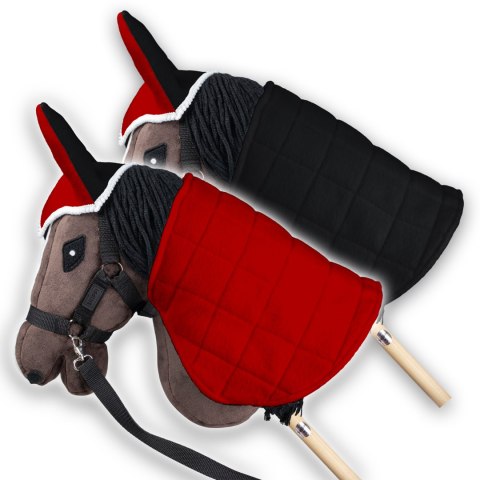 Derka dwustronna i nauszniki Skippi dla Hobby Horse - czerwono - czarna Skippi