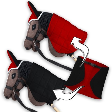 Derka dwustronna i nauszniki Skippi dla Hobby Horse - czerwono - czarna Skippi