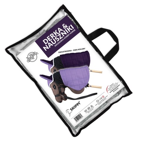 Derka dwustronna i nauszniki Skippi dla Hobby Horse - fioletowy Skippi