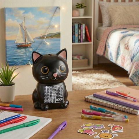 Skarbonka wykreślanka Kot - tracker oszczędzania - wyzwanie 1000 Froster