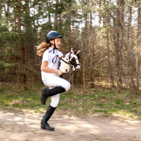 Skippi Hobby Horse w brązowe łaty - duży koń na kiju - kantar w zestawie Skippi