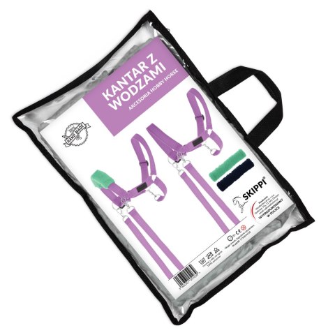 Skippi Kantar dla Hobby Horse - wodze, 2 wymienne futerka - lawendowy Skippi