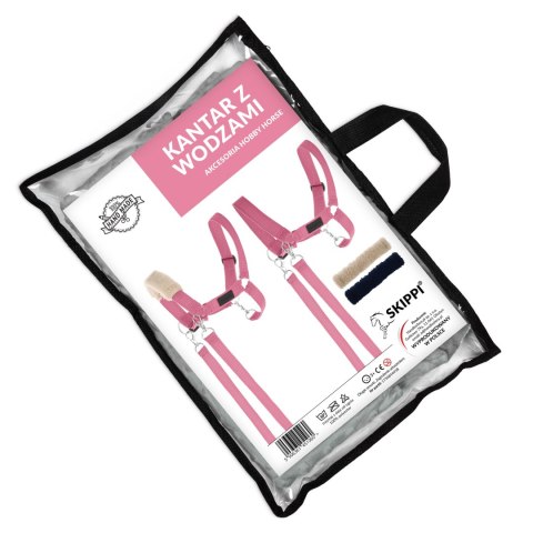 Skippi Kantar dla Hobby Horse - wodze, 2 wymienne futerka - różowy Skippi