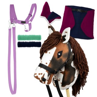 Zestaw Skippi - Hobby Horse Gniado - srokaty - Derka fuksja -Kantar lawenda Skippi