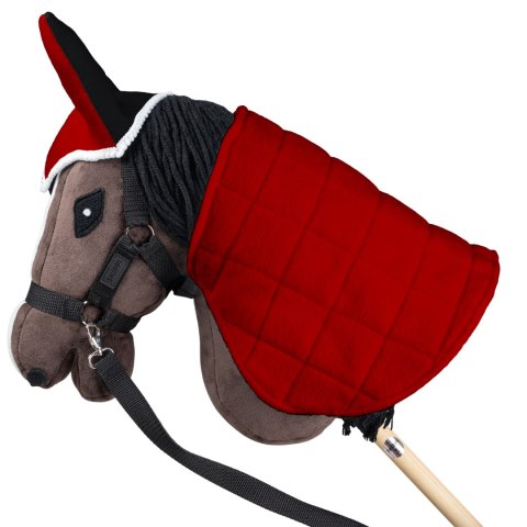 Zestaw Skippi - Hobby Horse Gniady - Derka i nauszniki - czerwona i czarna Skippi