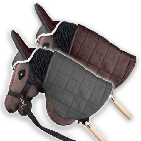 Zestaw Skippi - Hobby Horse Gniady - Derka i nauszniki - szary i brąz Skippi