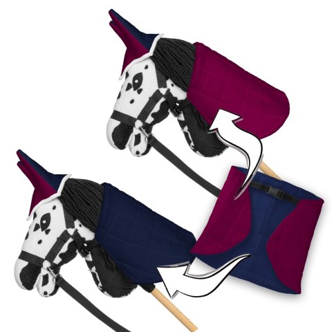 Zestaw Skippi - Hobby Horse Karo - srokaty - Derka fuksja i granat Skippi