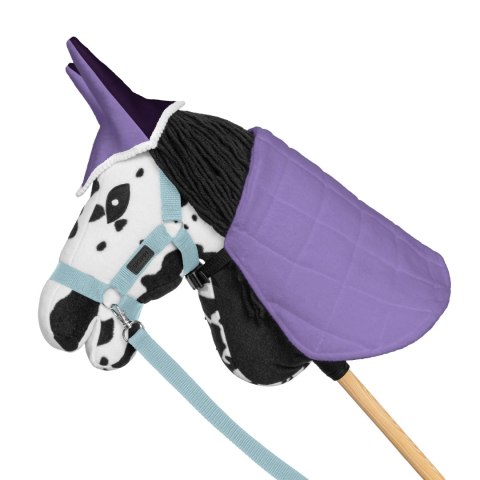 Zestaw Skippi - Hobby Horse Karo - srokaty - Derka wrzos - Kantar błękitny Skippi