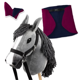 Zestaw Skippi - Hobby Horse Szary - Derka i nauszniki - fuksja i granat Skippi