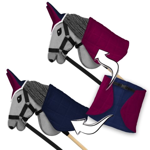 Zestaw Skippi - Hobby Horse Szary - Derka i nauszniki - fuksja i granat Skippi