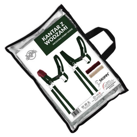 Zestaw Skippi - Hobby Horse szary i dodatkowy kantar - ciemny zielony Skippi