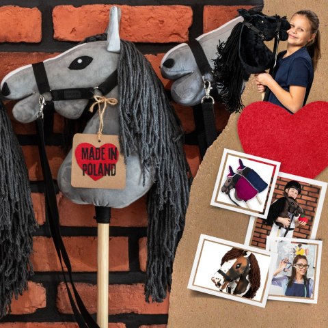 Zestaw Skippi - Hobby Horse szary i dodatkowy kantar - czerwony Skippi